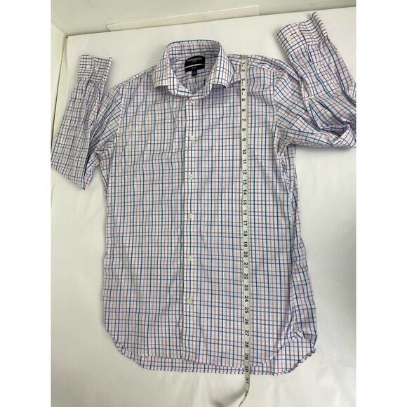 Bonobos Button-Down Shirt Pink and Blue Check Slim Fit Stretch - Size 16 * 36 - Picture 5 of 8
